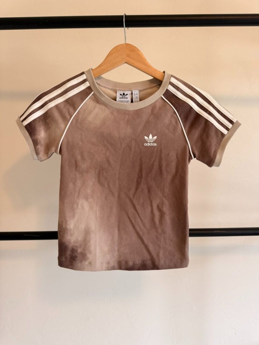 NWT Adidas Women's Wonder Beige & Brown Cloud Baby T-Shirt XXS